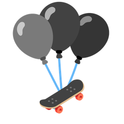 skateboard and balloon