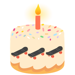 skateboard and birthday cake