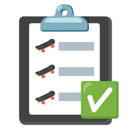 skateboard and check mark button