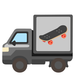 skateboard and delivery truck