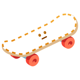 skateboard and dotted line face