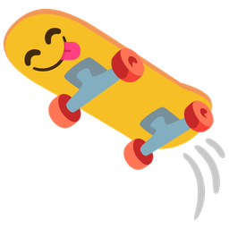 Skateboard and Face savoring food