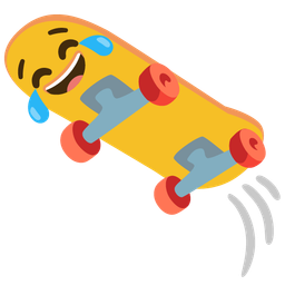 Skateboard and Face with tears of joy