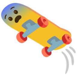 skateboard and fearful face