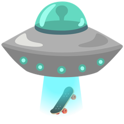 skateboard and flying saucer