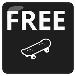 skateboard and FREE button