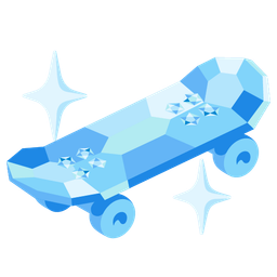 skateboard and gem stone