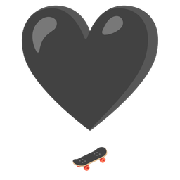 skateboard and heart exclamation