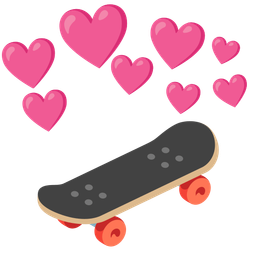 skateboard and heart with arrow