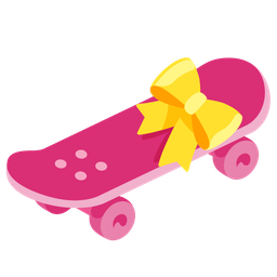 skateboard and heart with ribbon