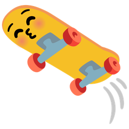 Skateboard and Kissing face with closed eyes