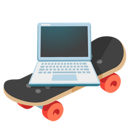 skateboard and laptop