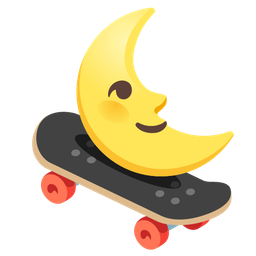 skateboard and last quarter moon face