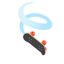 skateboard and leaf fluttering in wind