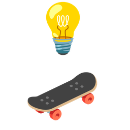 skateboard and light bulb