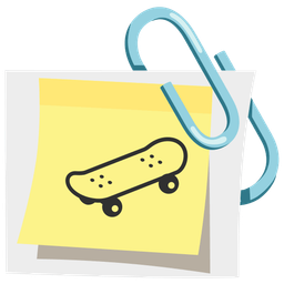 skateboard and linked paperclips