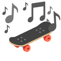 skateboard and musical notes