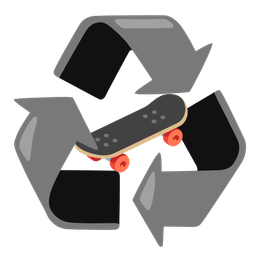 skateboard and recycling symbol