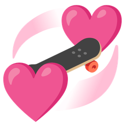 skateboard and revolving hearts