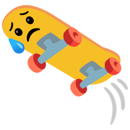 skateboard and sad but relieved face