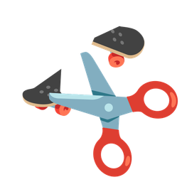 skateboard and scissors