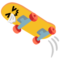 skateboard and sneezing face