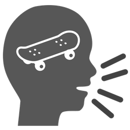 skateboard and speaking head