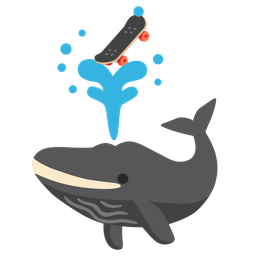skateboard and spouting whale