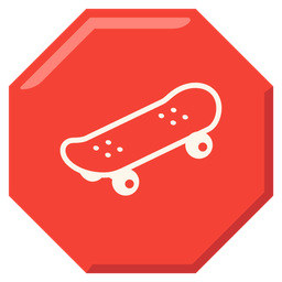 skateboard and stop sign