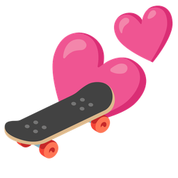 skateboard and two hearts