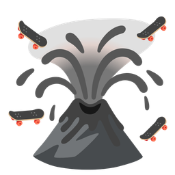 skateboard and volcano