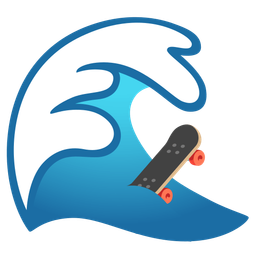 skateboard and water wave