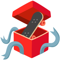 skateboard and wrapped gift