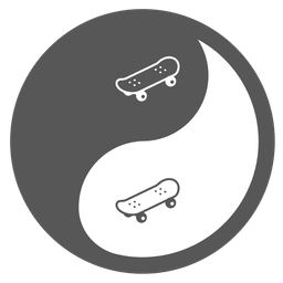 skateboard and yin yang