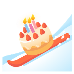 skis and birthday cake
