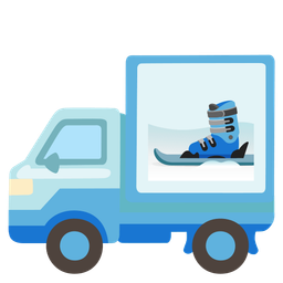 skis and delivery truck