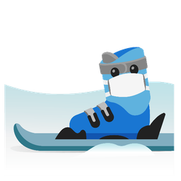 skis and face with medical mask