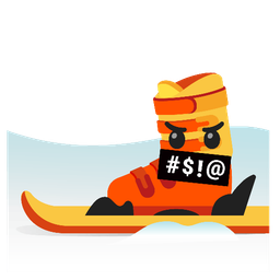 skis and face with symbols on mouth