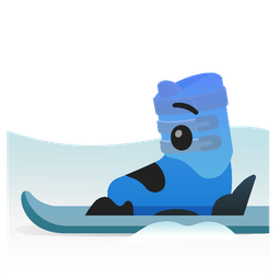 skis and fearful face