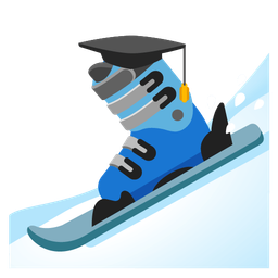 skis and graduation cap