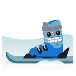 skis and grimacing face