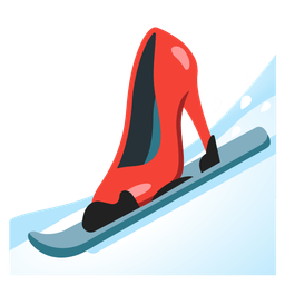 skis and high-heeled shoe