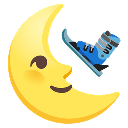 skis and last quarter moon face