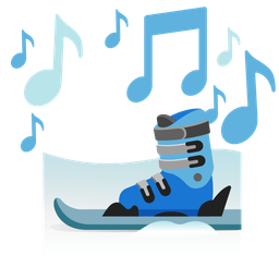 skis and musical notes