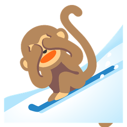 skis and see-no-evil monkey