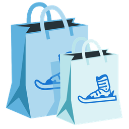 skis and shopping bags