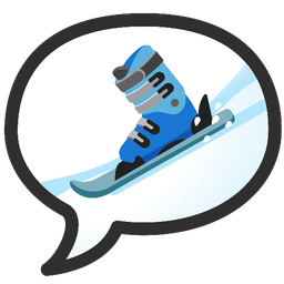 skis and speech balloon