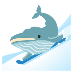 skis and spouting whale