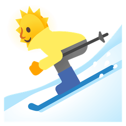 skis and sun with face