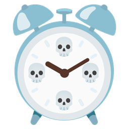 skull and alarm clock